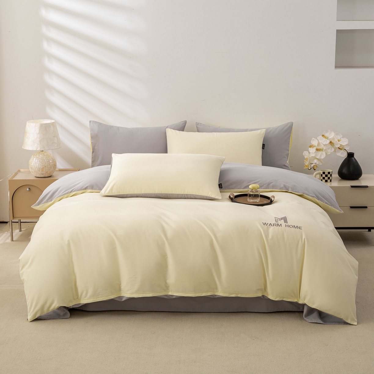 91家纺网 家纺一手货源 找家纺 沃尔居 2025新款秋冬全棉加厚磨毛四件套纯棉床单被套床笠纯色三件套（提供买家秀） 梦境--奶昔雾灰