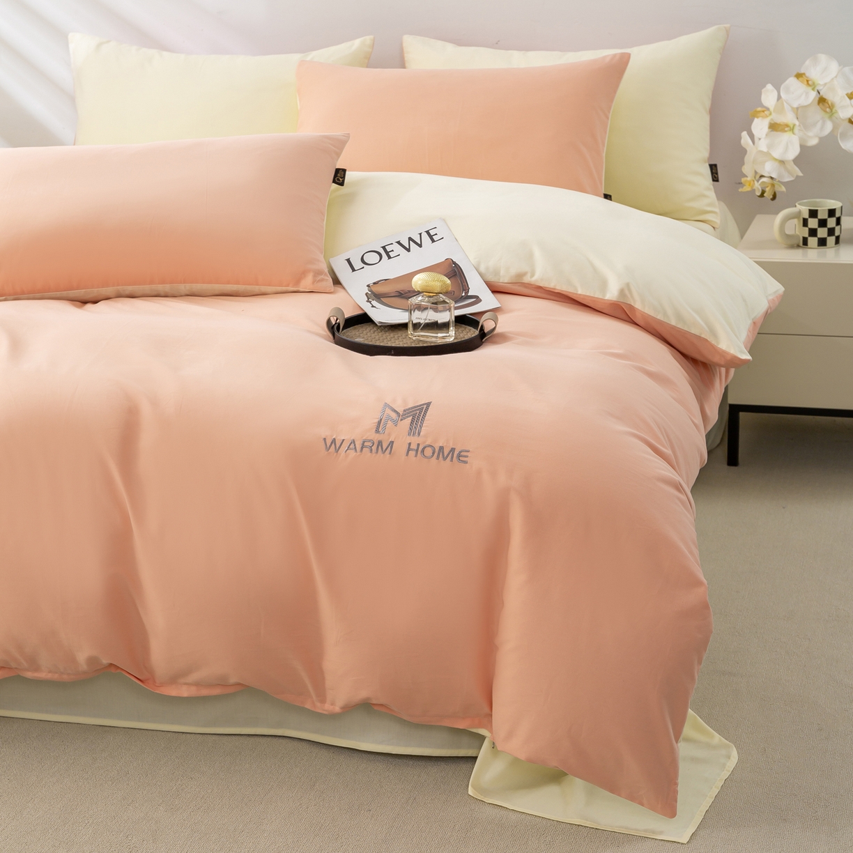 91家纺网 家纺一手货源 找家纺 沃尔居 2025新款秋冬全棉加厚磨毛四件套纯棉床单被套床笠纯色三件套（提供买家秀） 梦境--皓月蔷薇