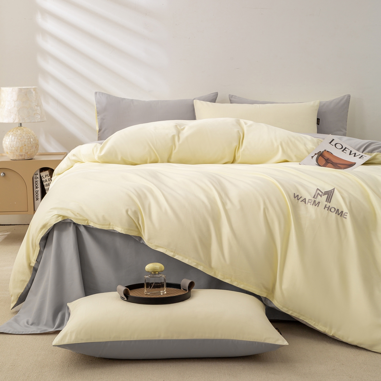 91家纺网 家纺一手货源 找家纺 沃尔居 2025新款秋冬全棉加厚磨毛四件套纯棉床单被套床笠纯色三件套（提供买家秀） 梦境--奶昔雾灰