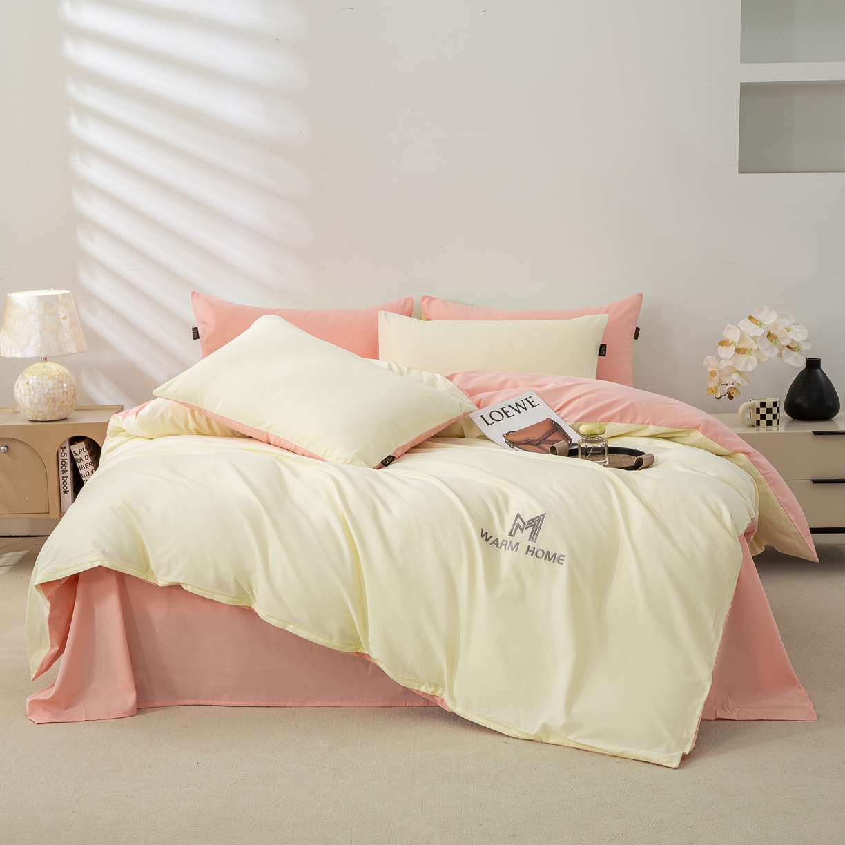 91家纺网 家纺一手货源 找家纺 沃尔居 2025新款秋冬全棉加厚磨毛四件套纯棉床单被套床笠纯色三件套（提供买家秀） 梦境--康乃馨粉