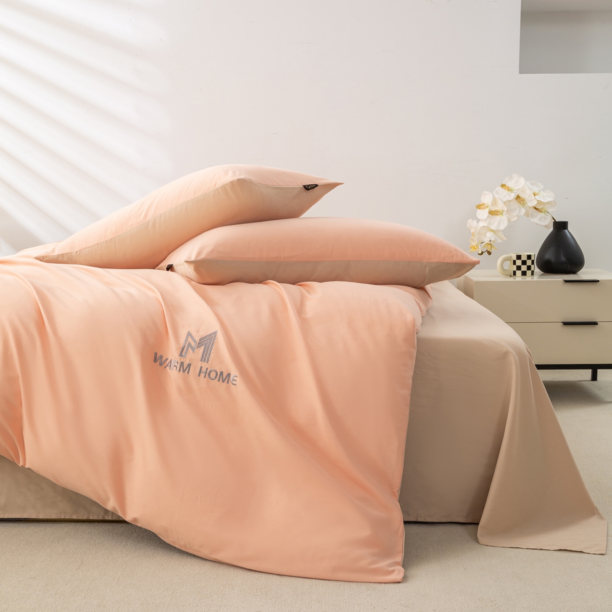 91家纺网 家纺一手货源 找家纺 沃尔居 2025新款秋冬全棉加厚磨毛四件套纯棉床单被套床笠纯色三件套（提供买家秀） 梦境--杏子蔷薇