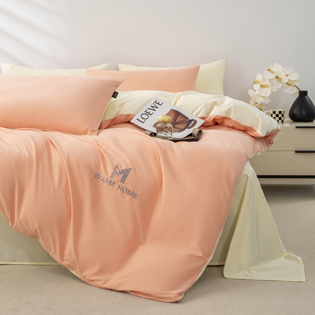 91家纺网 家纺一手货源 找家纺 沃尔居 2025新款秋冬全棉加厚磨毛四件套纯棉床单被套床笠纯色三件套（提供买家秀） 梦境--皓月蔷薇