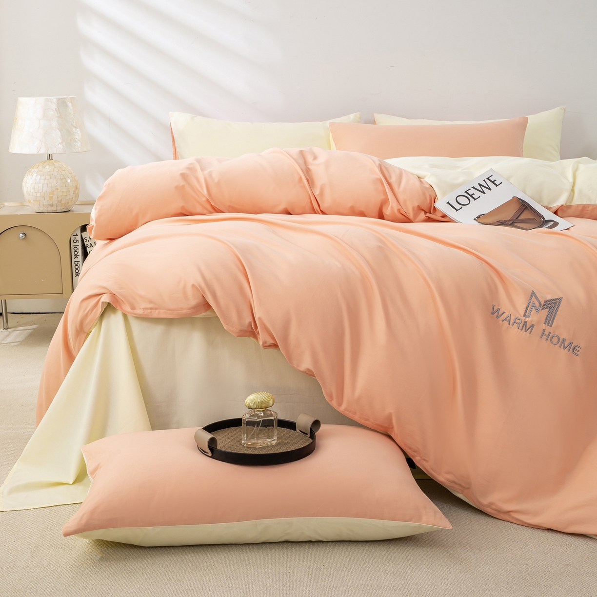 91家纺网 家纺一手货源 找家纺 沃尔居 2025新款秋冬全棉加厚磨毛四件套纯棉床单被套床笠纯色三件套（提供买家秀） 梦境--皓月蔷薇