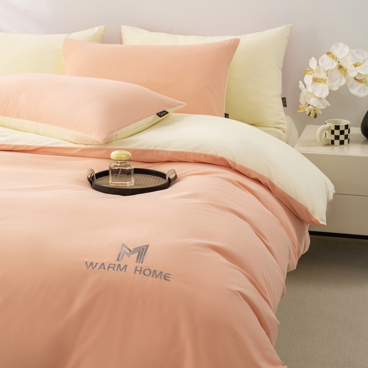 91家纺网 家纺一手货源 找家纺 沃尔居 2025新款秋冬全棉加厚磨毛四件套纯棉床单被套床笠纯色三件套（提供买家秀） 梦境--皓月蔷薇