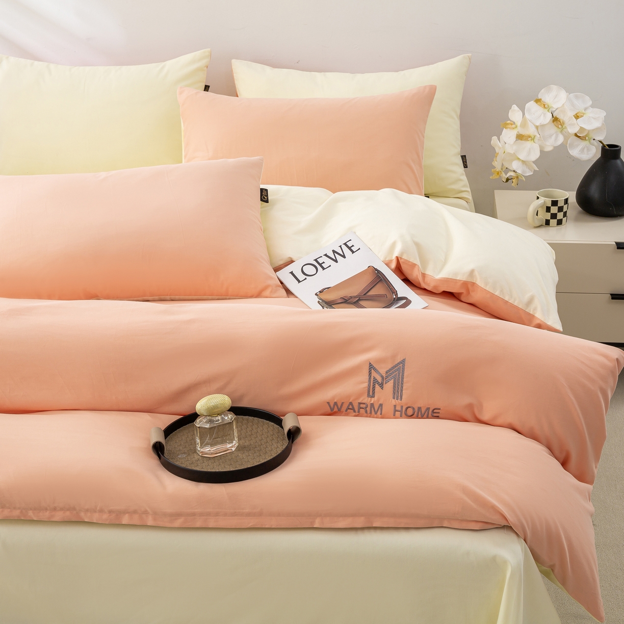 91家纺网 家纺一手货源 找家纺 沃尔居 2025新款秋冬全棉加厚磨毛四件套纯棉床单被套床笠纯色三件套（提供买家秀） 梦境--皓月蔷薇