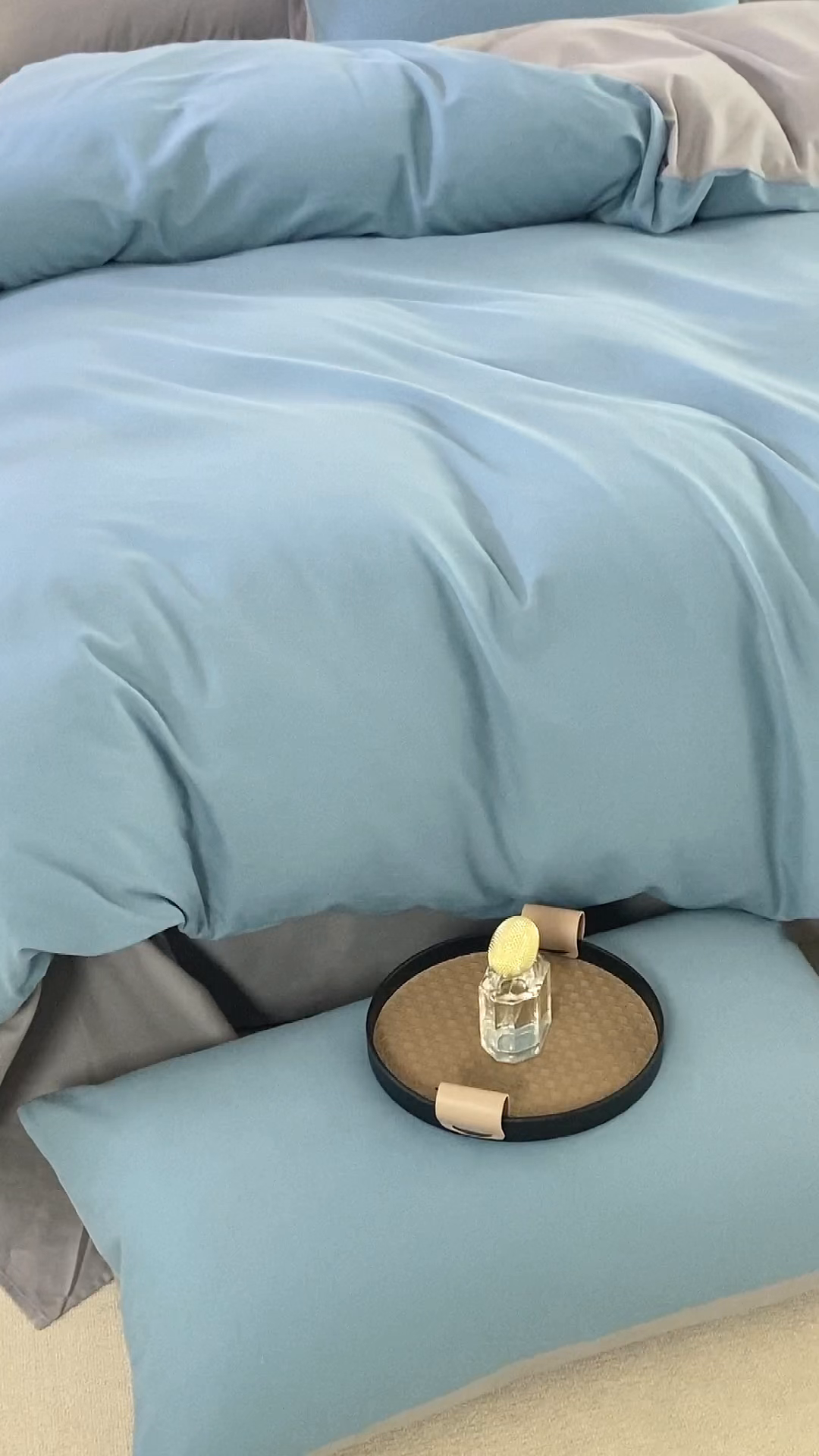 91家纺网 家纺一手货源 找家纺 沃尔居 2025新款秋冬全棉加厚磨毛四件套纯棉床单被套床笠纯色三件套（提供买家秀） 梦境--远山雾蓝