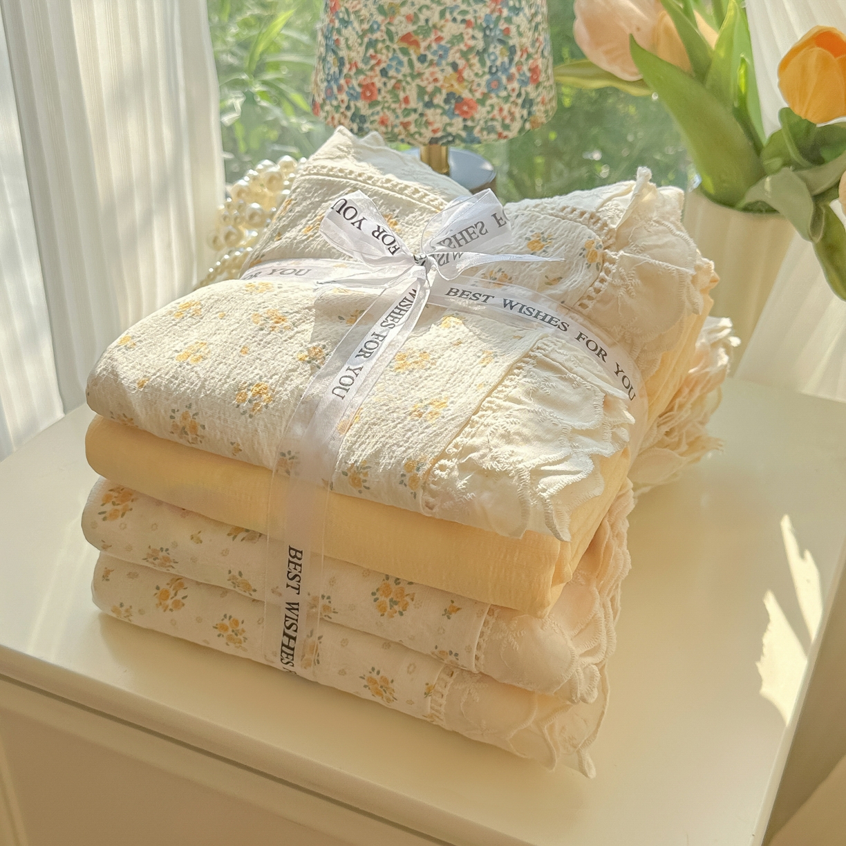 91家纺网 家纺一手货源 找家纺 韩巢家纺 2025新款学生宿舍三件套上下铺学生季开学季床品 镂空花边款-橘子海