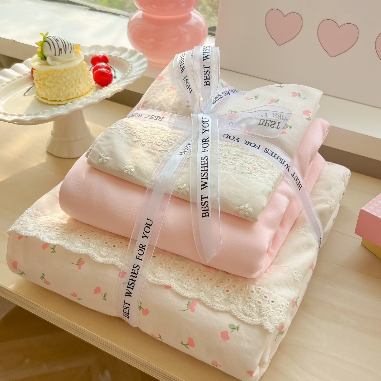 （总）韩巢家纺 2025新款法式蕾丝花边被套直播热销款四件套学生宿舍床上三件套（提供卖家秀）