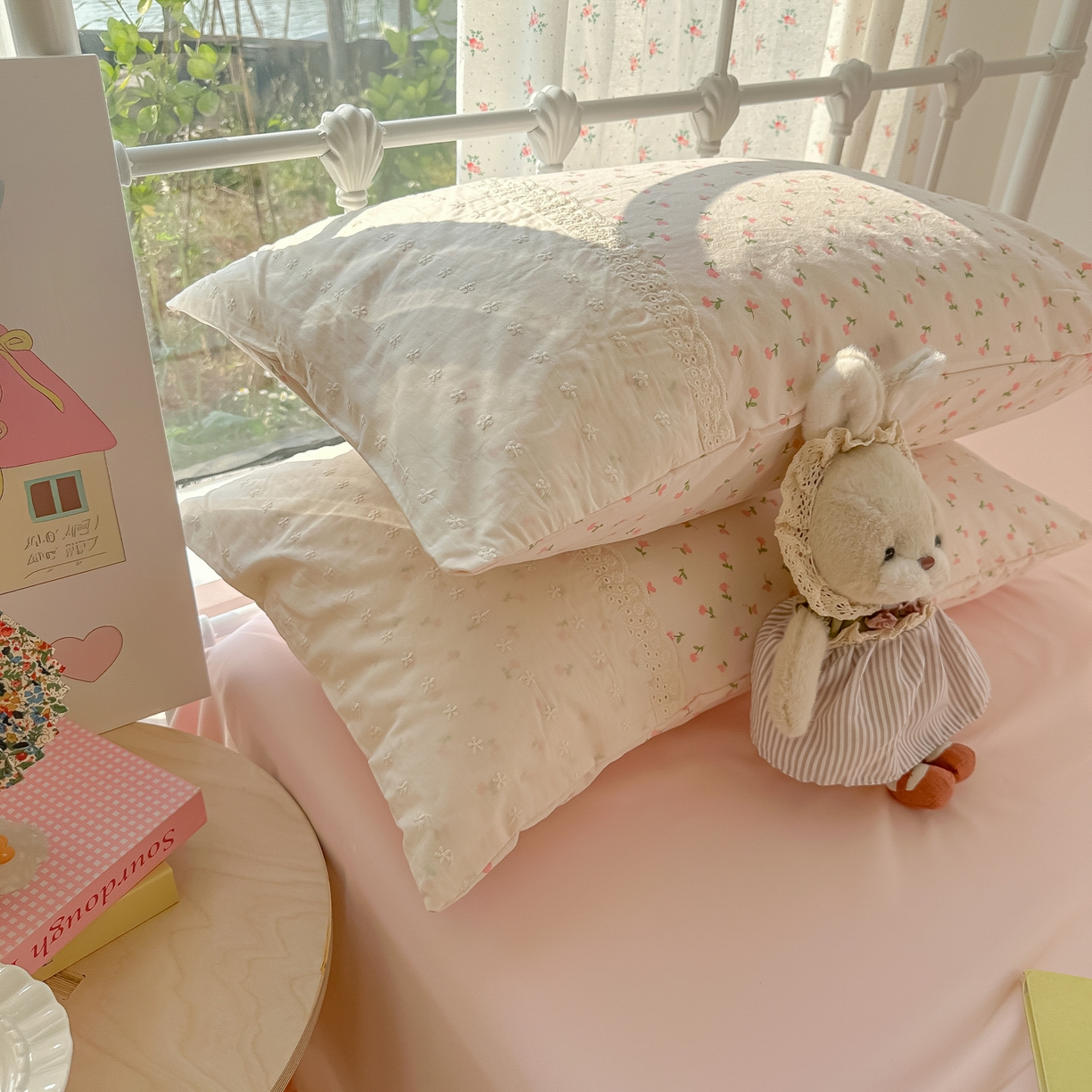 91家纺网 家纺一手货源 找家纺 （总）韩巢家纺 2025新款法式蕾丝花边被套直播热销款四件套学生宿舍床上三件套（提供卖家秀）