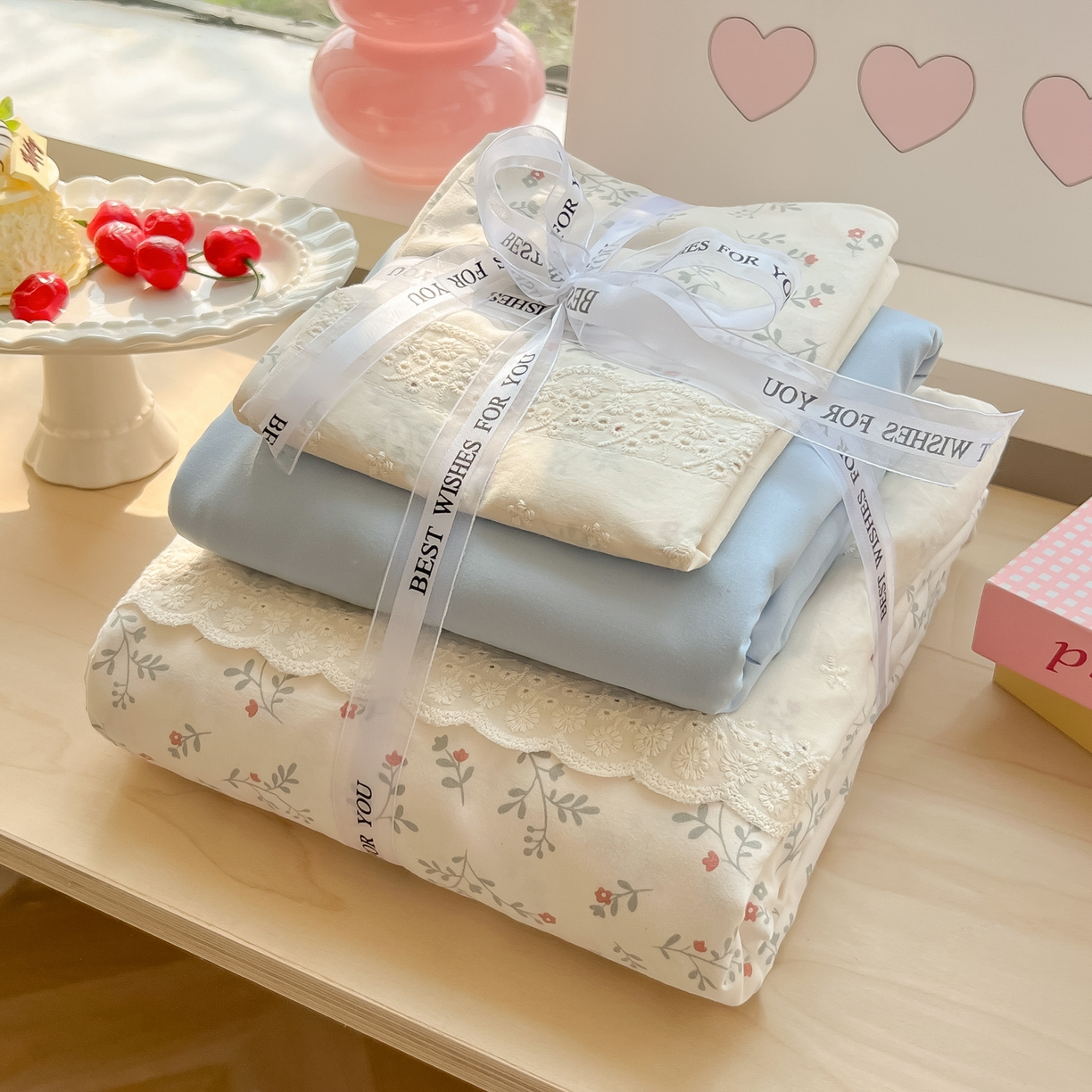 91家纺网 家纺一手货源 找家纺 （总）韩巢家纺 2025新款法式蕾丝花边被套直播热销款四件套学生宿舍床上三件套（提供卖家秀）