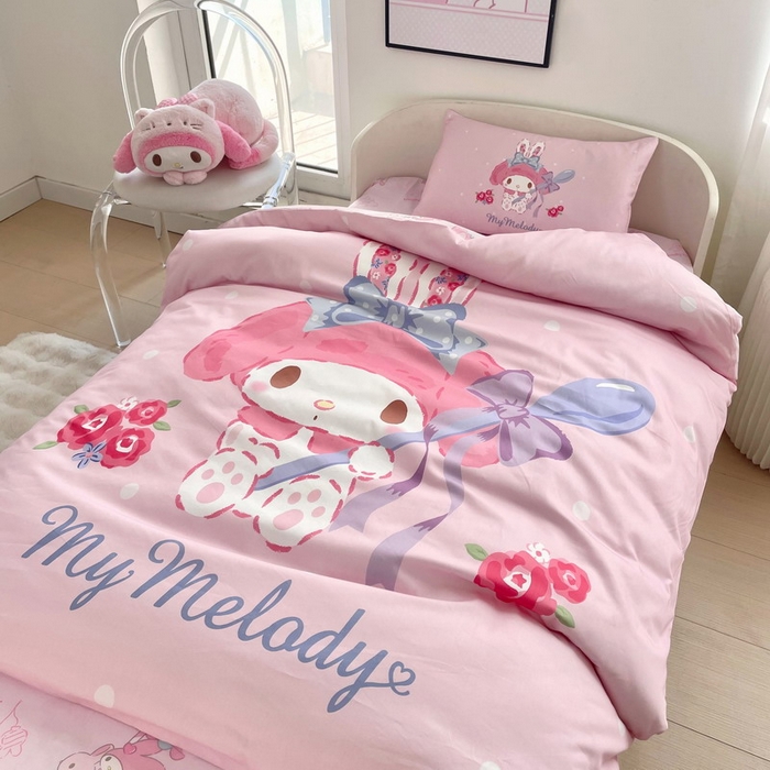 91家纺网 家纺一手货源 找家纺 （总）蘭菲家纺 2025新款学生季全棉幼儿园三丽鸥三件套大版系列