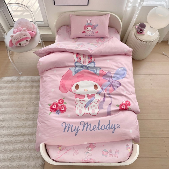 91家纺网 家纺一手货源 找家纺 （总）蘭菲家纺 2025新款学生季全棉幼儿园三丽鸥三件套大版系列