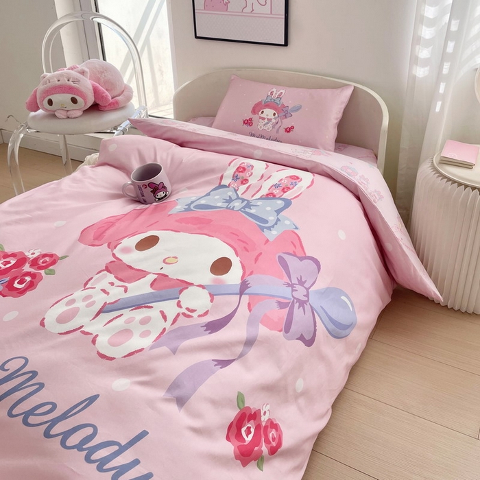 91家纺网 家纺一手货源 找家纺 （总）蘭菲家纺 2025新款学生季全棉幼儿园三丽鸥三件套大版系列