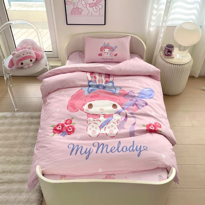 91家纺网 家纺一手货源 找家纺 蘭菲家纺 2025新款学生季全棉幼儿园三丽鸥三件套大版系列 呆萌