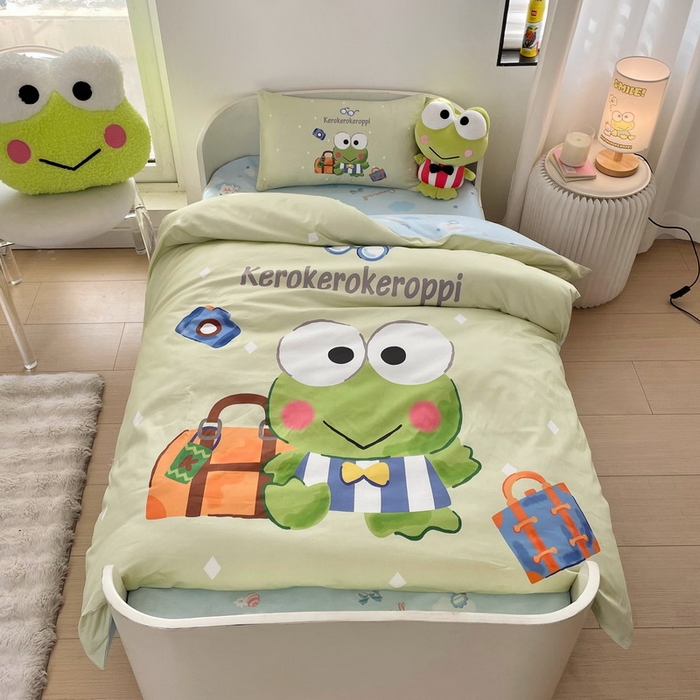 91家纺网 家纺一手货源 找家纺 蘭菲家纺 2025新款学生季全棉幼儿园三丽鸥三件套大版系列 旅行家