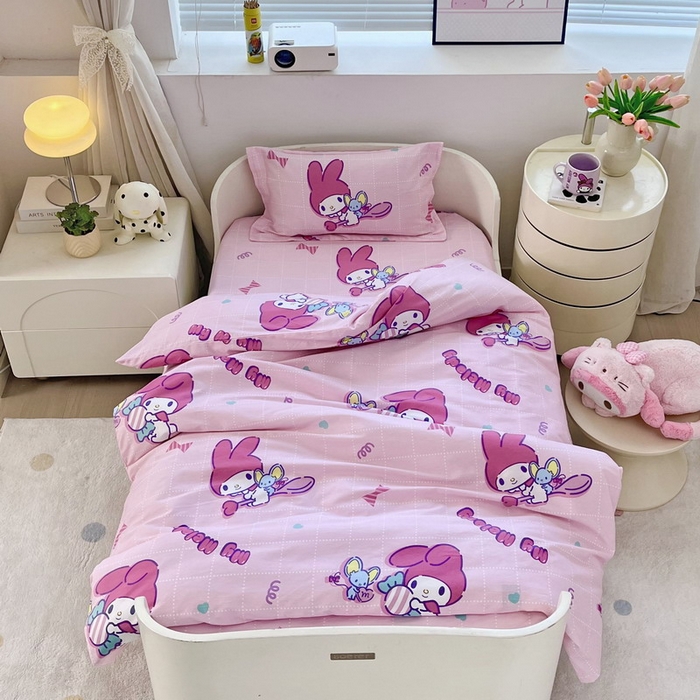 91家纺网 家纺一手货源 找家纺 （总）蘭菲家纺 2025新款学生季全棉幼儿园三丽鸥三件套小版系列