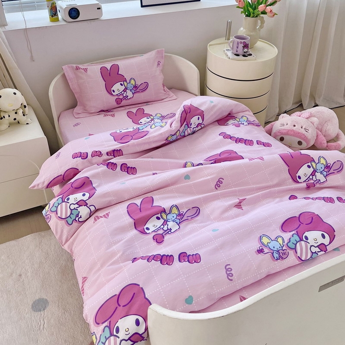 91家纺网 家纺一手货源 找家纺 （总）蘭菲家纺 2025新款学生季全棉幼儿园三丽鸥三件套小版系列