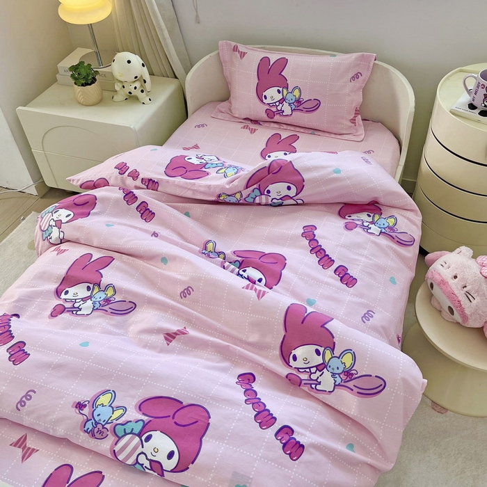 91家纺网 家纺一手货源 找家纺 （总）蘭菲家纺 2025新款学生季全棉幼儿园三丽鸥三件套小版系列