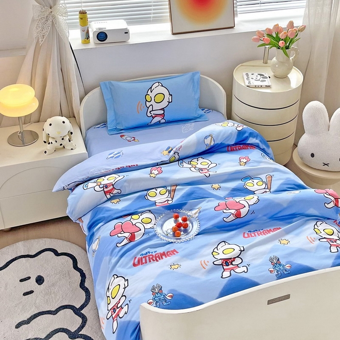 91家纺网 家纺一手货源 找家纺 （总）蘭菲家纺 2025新款学生季幼儿园奥特曼三件套小版系列