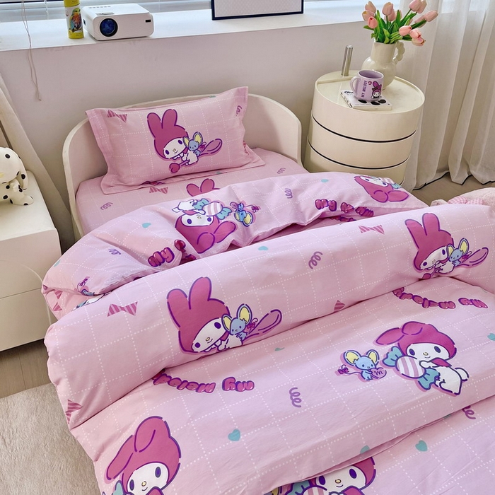 91家纺网 家纺一手货源 找家纺 （总）蘭菲家纺 2025新款学生季全棉幼儿园三丽鸥三件套小版系列