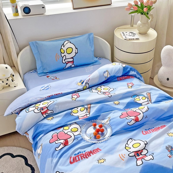 91家纺网 家纺一手货源 找家纺 （总）蘭菲家纺 2025新款学生季幼儿园奥特曼三件套小版系列