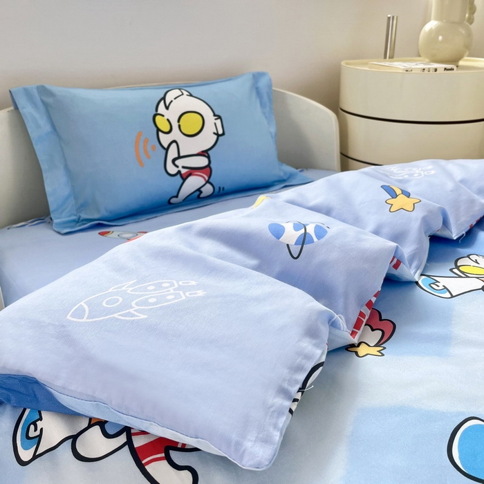 91家纺网 家纺一手货源 找家纺 （总）蘭菲家纺 2025新款学生季幼儿园奥特曼三件套小版系列