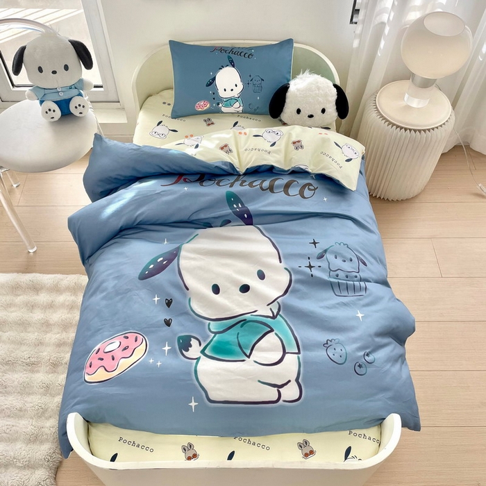 91家纺网 家纺一手货源 找家纺 蘭菲家纺 2025新款学生季全棉幼儿园三丽鸥三件套大版系列 恰恰.灰