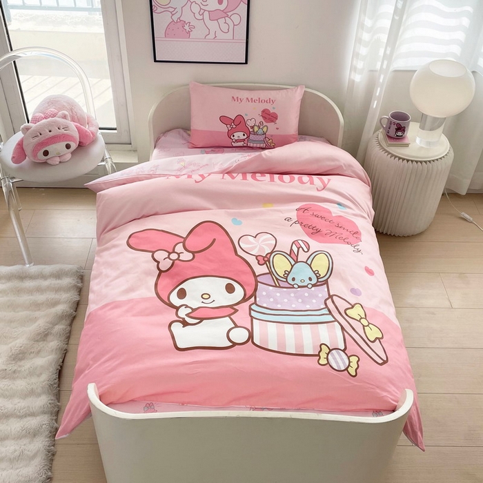 91家纺网 家纺一手货源 找家纺 （总）蘭菲家纺 2025新款学生季全棉幼儿园三丽鸥三件套大版系列