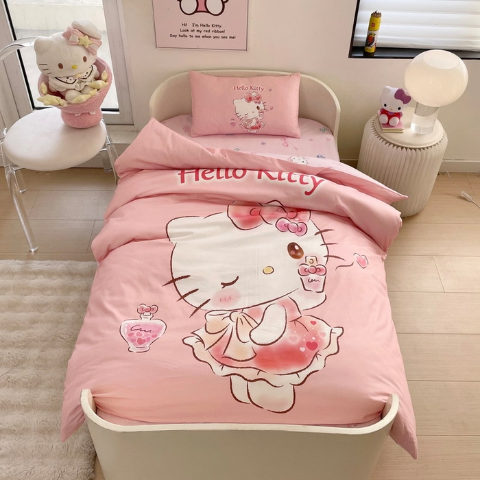 91家纺网 家纺一手货源 找家纺 蘭菲家纺 2025新款学生季全棉幼儿园三丽鸥三件套大版系列 甜睿