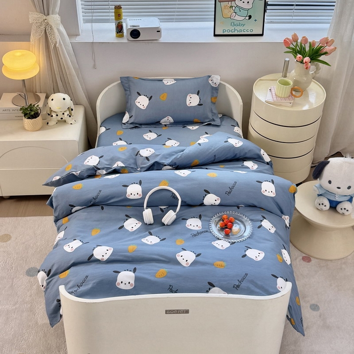 91家纺网 家纺一手货源 找家纺 （总）蘭菲家纺 2025新款学生季全棉幼儿园三丽鸥三件套小版系列