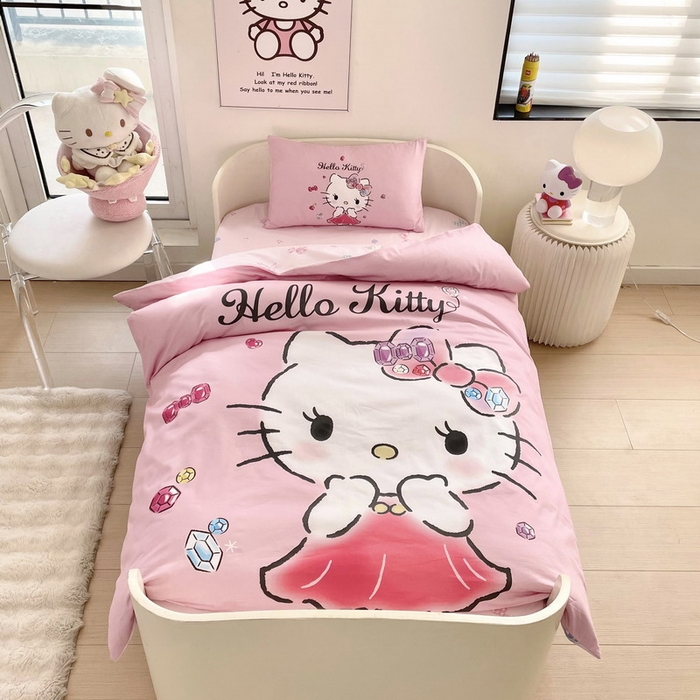 91家纺网 家纺一手货源 找家纺 蘭菲家纺 2025新款学生季全棉幼儿园三丽鸥三件套大版系列 向往