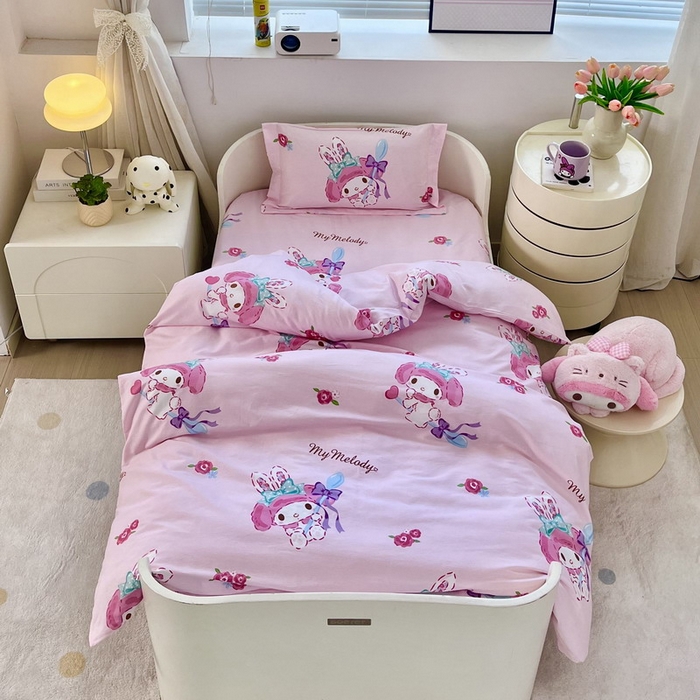 91家纺网 家纺一手货源 找家纺 （总）蘭菲家纺 2025新款学生季全棉幼儿园三丽鸥三件套小版系列