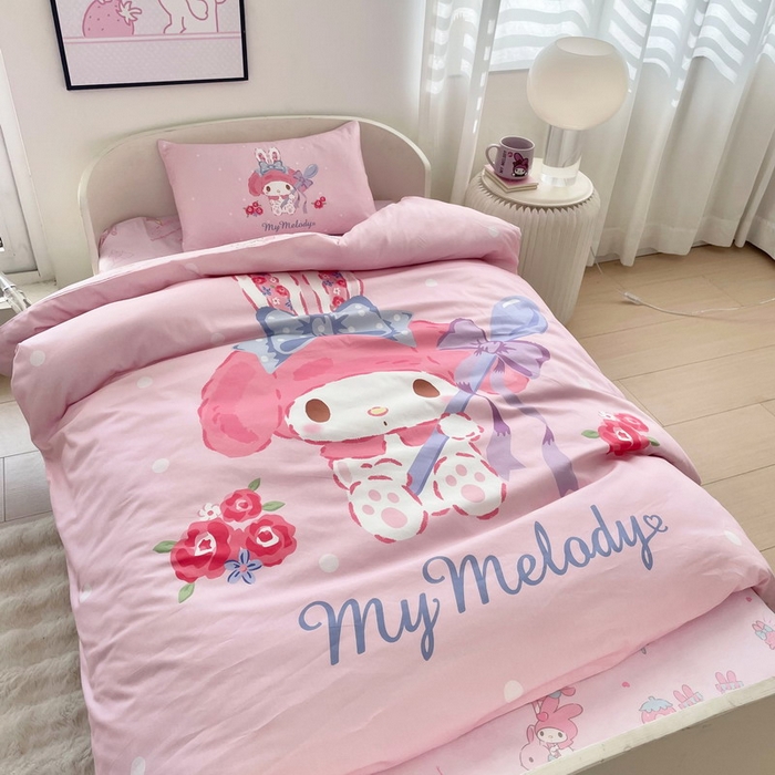 91家纺网 家纺一手货源 找家纺 蘭菲家纺 2025新款学生季全棉幼儿园三丽鸥三件套大版系列 呆萌