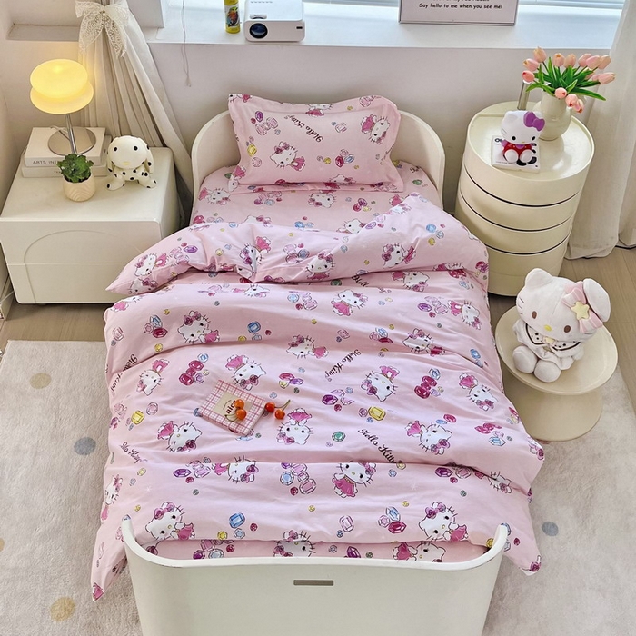 91家纺网 家纺一手货源 找家纺 （总）蘭菲家纺 2025新款学生季全棉幼儿园三丽鸥三件套小版系列