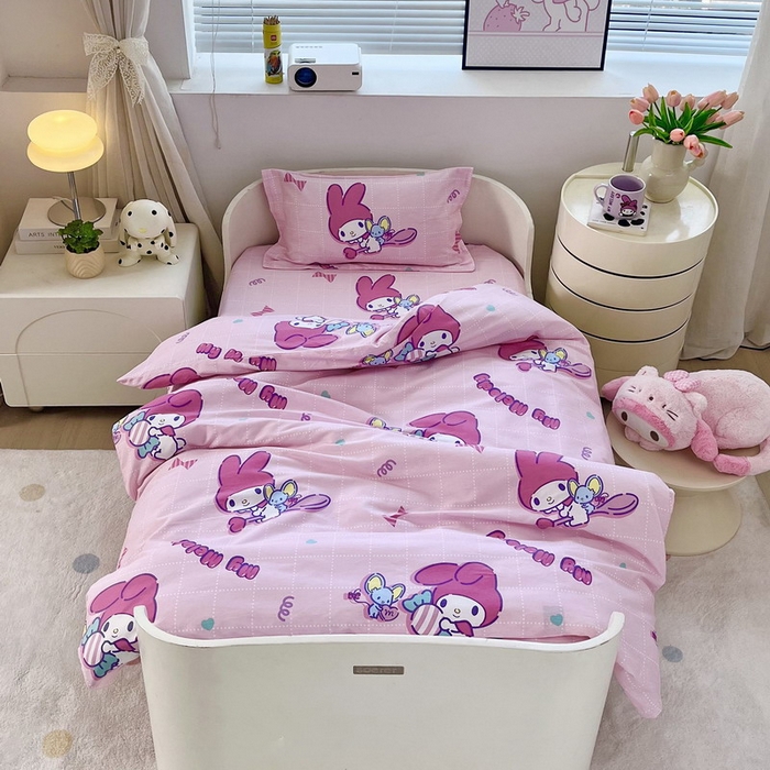 蘭菲家纺 2025新款学生季全棉幼儿园三丽鸥三件套小版系列 美食家