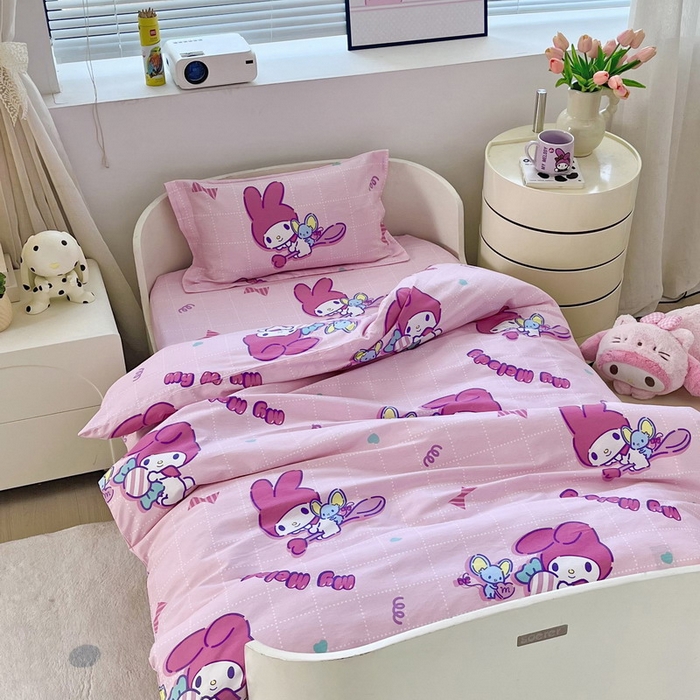 91家纺网 家纺一手货源 找家纺 蘭菲家纺 2025新款学生季全棉幼儿园三丽鸥三件套小版系列 美食家