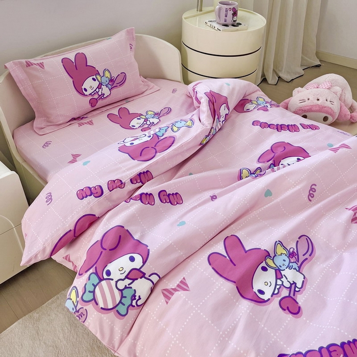 91家纺网 家纺一手货源 找家纺 蘭菲家纺 2025新款学生季全棉幼儿园三丽鸥三件套小版系列 美食家