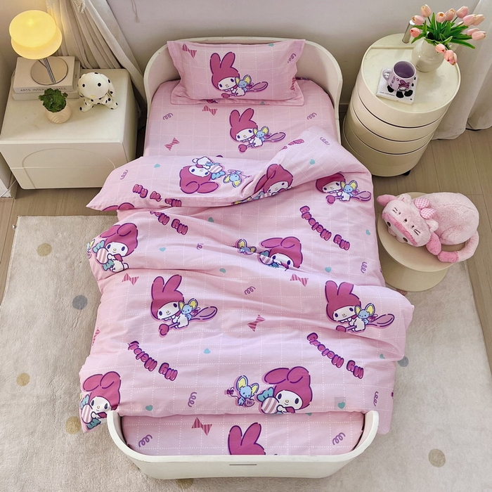 91家纺网 家纺一手货源 找家纺 蘭菲家纺 2025新款学生季全棉幼儿园三丽鸥三件套小版系列 美食家