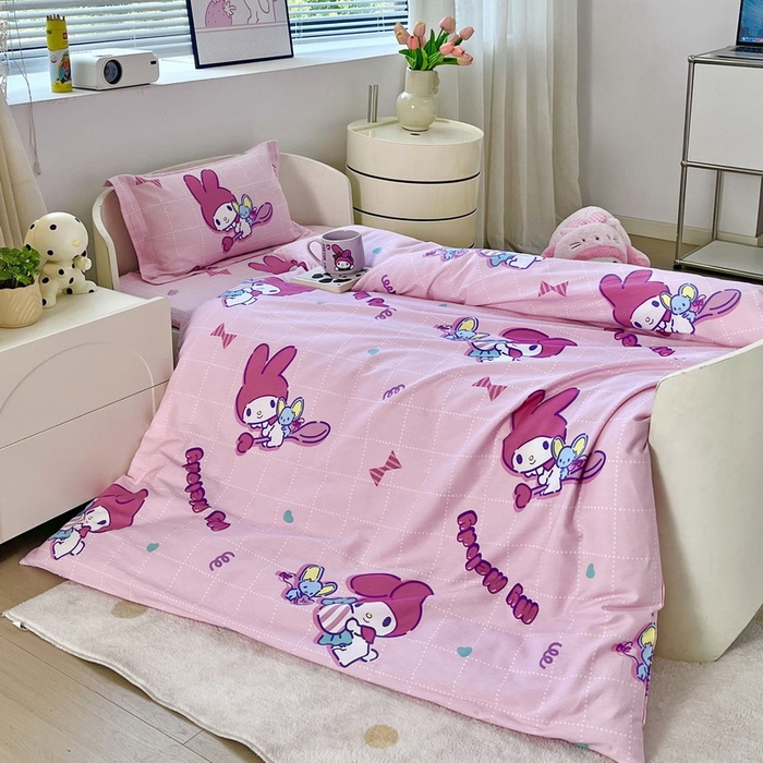 91家纺网 家纺一手货源 找家纺 蘭菲家纺 2025新款学生季全棉幼儿园三丽鸥三件套小版系列 美食家