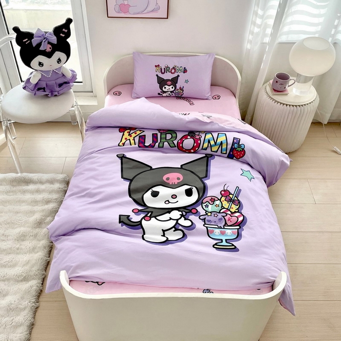 蘭菲家纺 2025新款学生季全棉幼儿园三丽鸥三件套大版系列 果茶