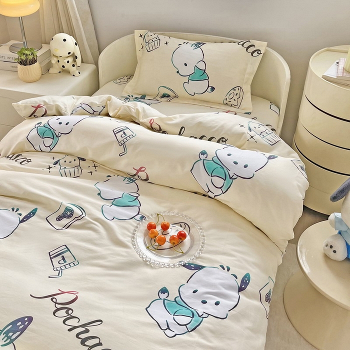 91家纺网 家纺一手货源 找家纺 蘭菲家纺 2025新款学生季全棉幼儿园三丽鸥三件套小版系列 俏皮狗