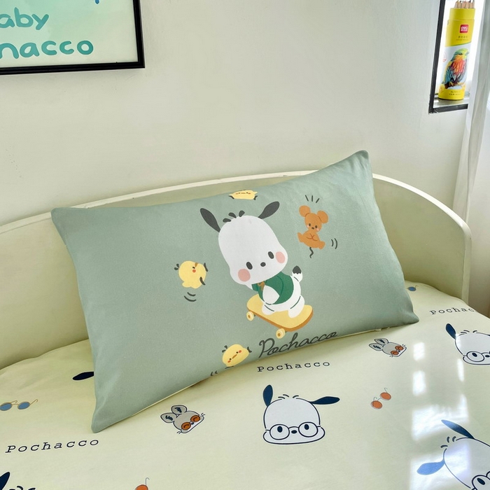 91家纺网 家纺一手货源 找家纺 蘭菲家纺 2025新款学生季全棉幼儿园三丽鸥三件套大版系列 滑板恰恰