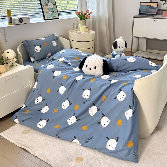 91家纺网 家纺一手货源 找家纺 蘭菲家纺 2025新款学生季全棉幼儿园三丽鸥三件套小版系列 小金豆