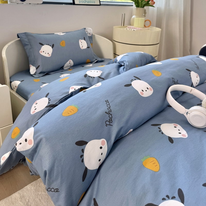 91家纺网 家纺一手货源 找家纺 蘭菲家纺 2025新款学生季全棉幼儿园三丽鸥三件套小版系列 小金豆