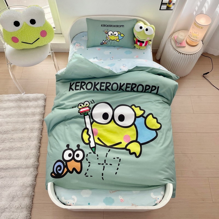 91家纺网 家纺一手货源 找家纺 蘭菲家纺 2025新款学生季全棉幼儿园三丽鸥三件套大版系列 画自己