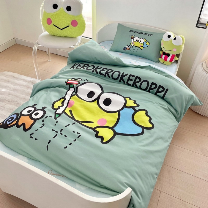 91家纺网 家纺一手货源 找家纺 蘭菲家纺 2025新款学生季全棉幼儿园三丽鸥三件套大版系列 画自己