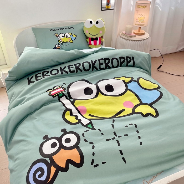 91家纺网 家纺一手货源 找家纺 蘭菲家纺 2025新款学生季全棉幼儿园三丽鸥三件套大版系列 画自己