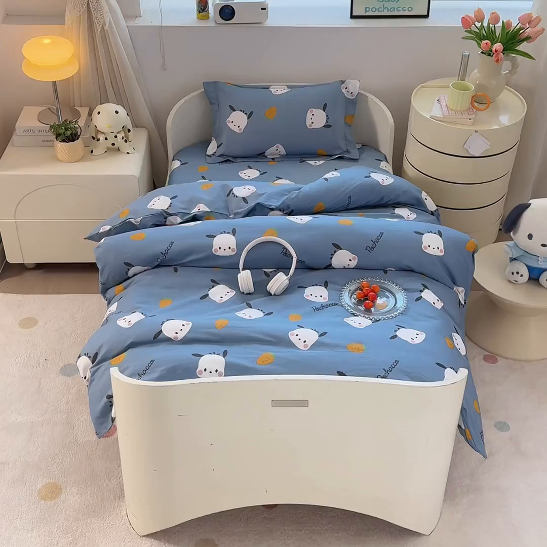 91家纺网 家纺一手货源 找家纺 蘭菲家纺 2025新款学生季全棉幼儿园三丽鸥三件套小版系列 小金豆