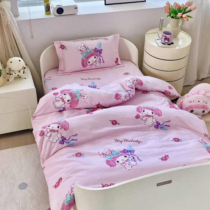 91家纺网 家纺一手货源 找家纺 蘭菲家纺 2025新款学生季全棉幼儿园三丽鸥三件套小版系列 小美