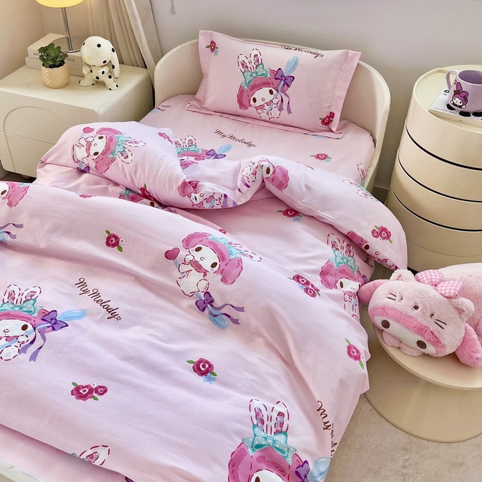 91家纺网 家纺一手货源 找家纺 蘭菲家纺 2025新款学生季全棉幼儿园三丽鸥三件套小版系列 小美